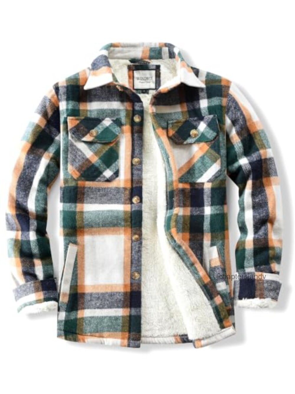 Men's Cotton Polyester Sherpa Lined Plaid Flannel Shirt Jacket Button Down